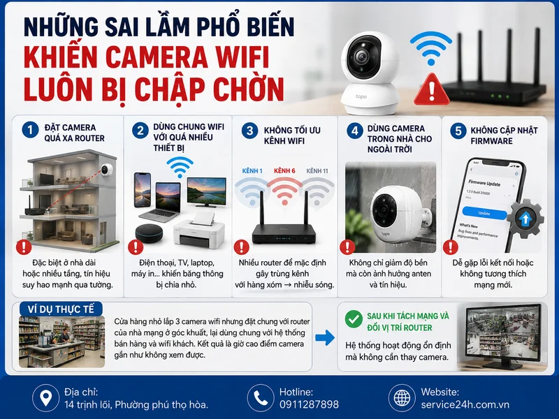 Những sai lầm phổ biến khiến camera wifi luôn bị chập chờn