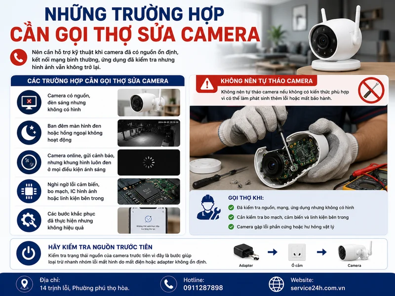 Những trường hợp cần gọi thợ sửa camera