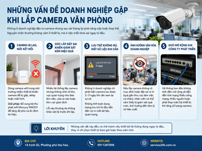 Những vấn đề doanh nghiệp gặp khi lắp camera văn phòng