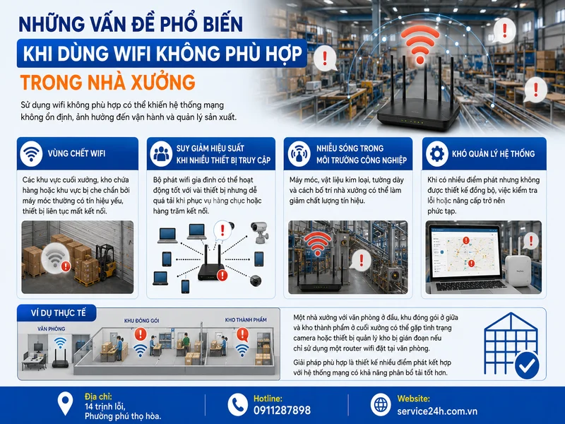 Những vấn đề phổ biến khi dùng wifi không phù hợp trong nhà xưởng