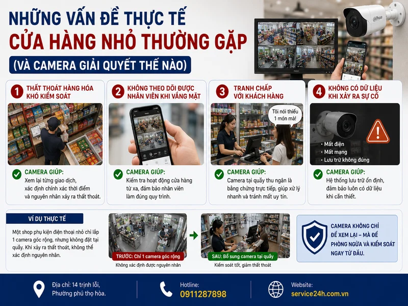 Những vấn đề thực tế cửa hàng nhỏ thường gặp (và camera giải quyết thế nào)