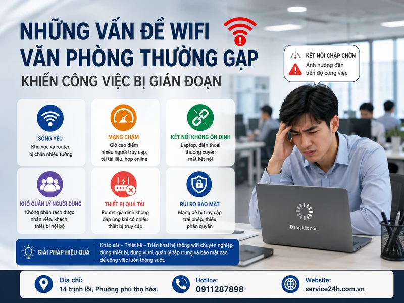Những vấn đề wifi văn phòng thường gặp khiến công việc bị gián đoạn