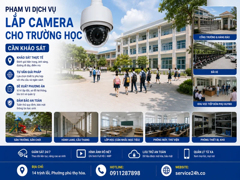 Phạm vi dịch vụ lắp camera cho trường học cần khảo sát