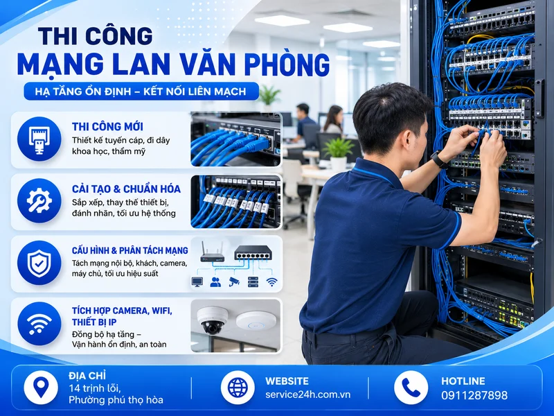 Phạm vi dịch vụ Thi công mạng LAN văn phòng cho doanh nghiệp