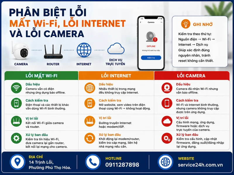 Phân biệt lỗi mất Wi-Fi, lỗi Internet và lỗi camera