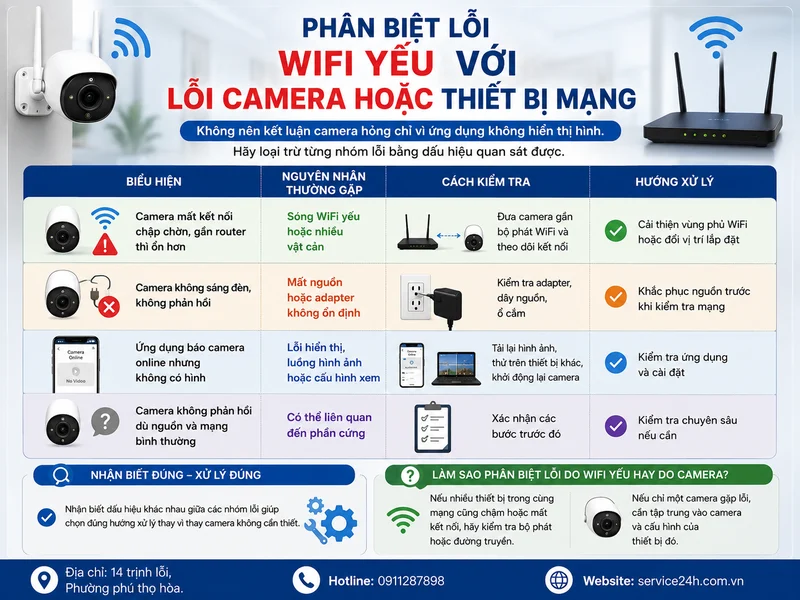 Phân biệt lỗi WiFi yếu với lỗi camera hoặc thiết bị mạng
