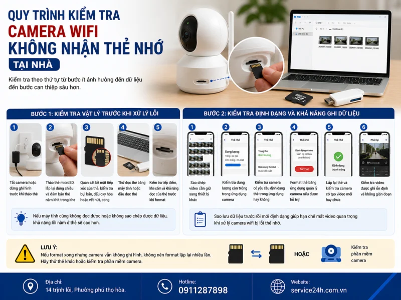 Quy trình kiểm tra camera wifi không nhận thẻ nhớ tại nhà