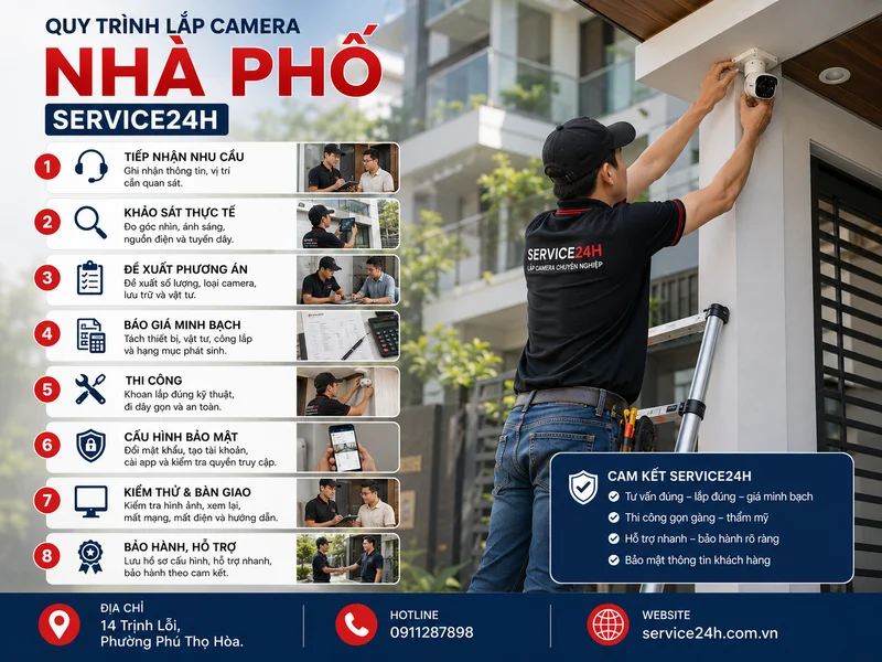 Quy trình lắp camera cho nhà phố của Service24h