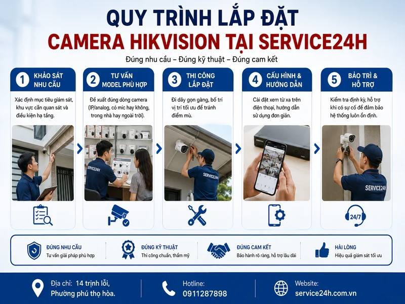 Quy trình lắp đặt camera Hikvision tại Service24h