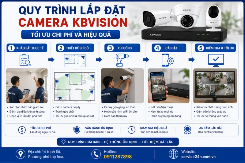 Quy trình lắp đặt camera KBVision tối ưu chi phí và hiệu quả
