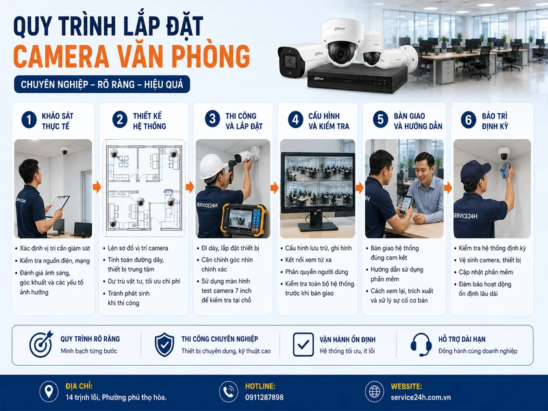 Quy trình lắp đặt camera văn phòng chuyên nghiệp