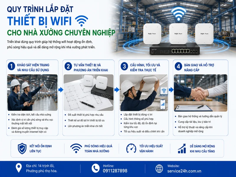 Quy trình lắp đặt thiết bị wifi cho nhà xưởng chuyên nghiệp