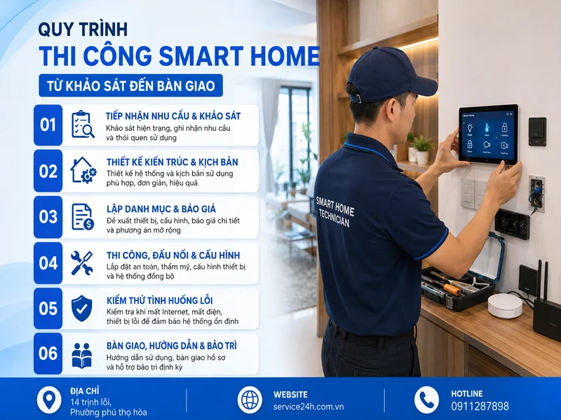 Quy trình Thi công Smart Home từ khảo sát đến bàn giao