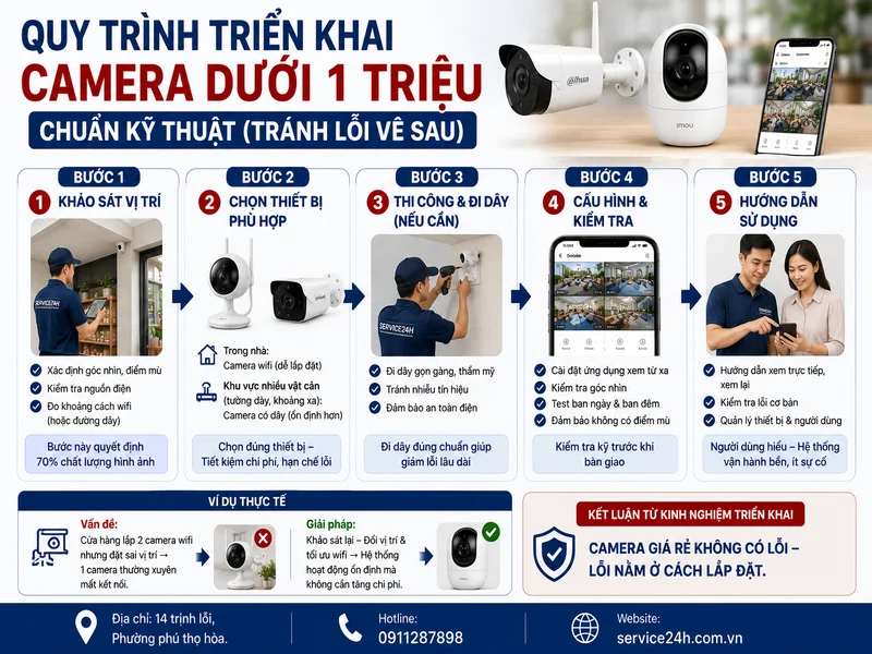 Quy trình triển khai camera dưới 1 triệu chuẩn kỹ thuật (tránh lỗi về sau)