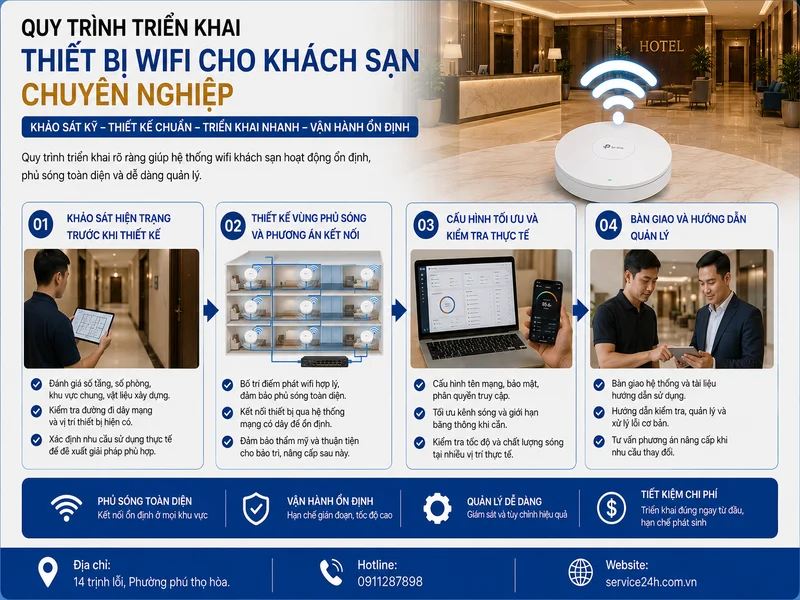 Quy trình triển khai thiết bị wifi cho khách sạn chuyên nghiệp