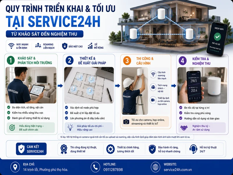 Quy trình triển khai & tối ưu tại Service24h: từ khảo sát đến nghiệm thu