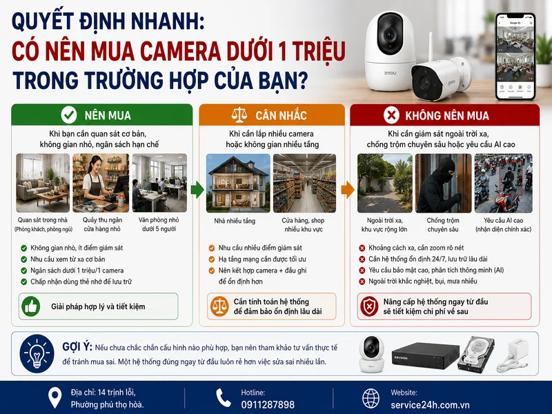 Quyết định nhanh: Có nên mua camera dưới 1 triệu trong trường hợp của bạn?