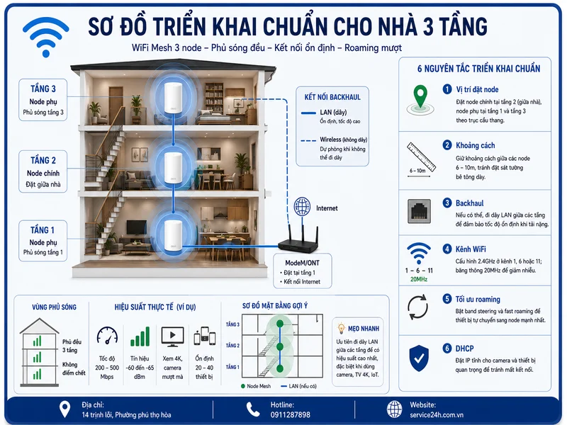 Sơ đồ triển khai chuẩn cho nhà 3 tầng