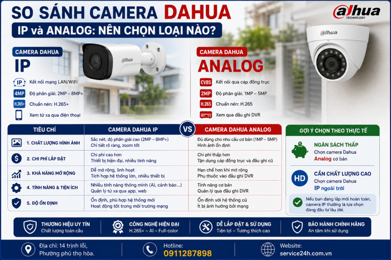 So sánh camera Dahua IP và Analog: Nên chọn loại nào?