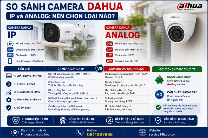 So sánh camera Dahua IP và Analog: Nên chọn loại nào?