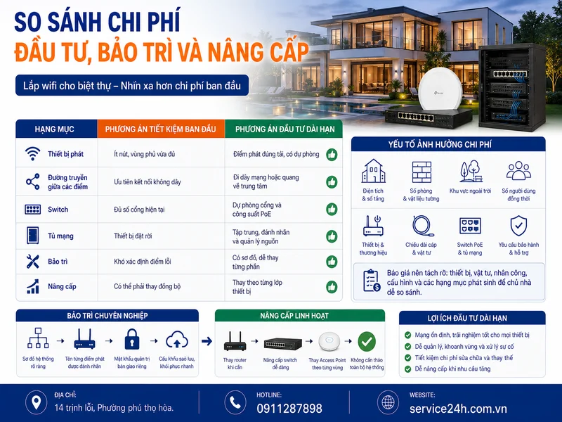 So sánh chi phí đầu tư, bảo trì và nâng cấp