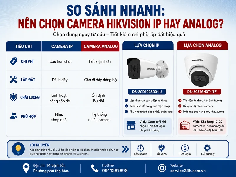 So sánh nhanh: nên chọn camera Hikvision IP hay analog?