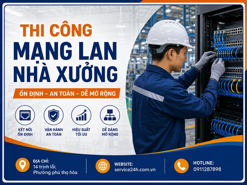 Thi công mạng LAN nhà xưởng báo giá trọn bộ chi tiết 2026