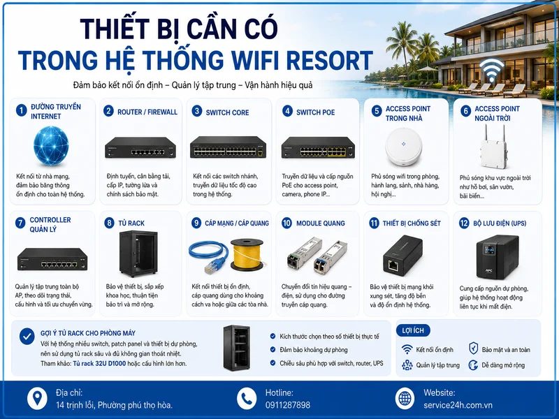 Thiết bị cần có trong hệ thống wifi resort