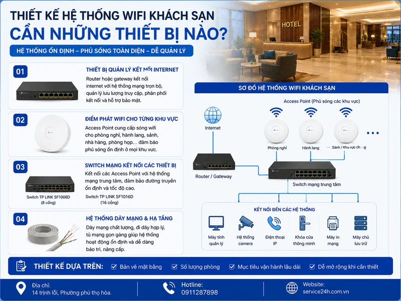 Thiết kế hệ thống wifi khách sạn cần những thiết bị nào?