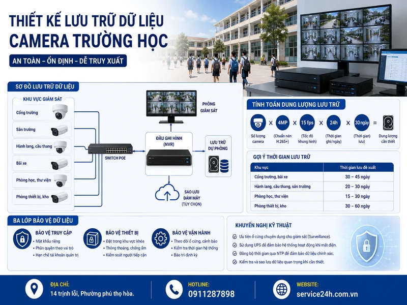Thiết kế lưu trữ dữ liệu camera trường học như thế nào?