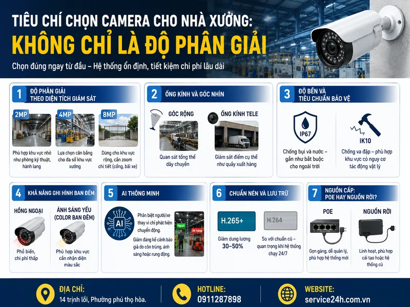 Tiêu chí chọn camera cho nhà xưởng: không chỉ là độ phân giải
