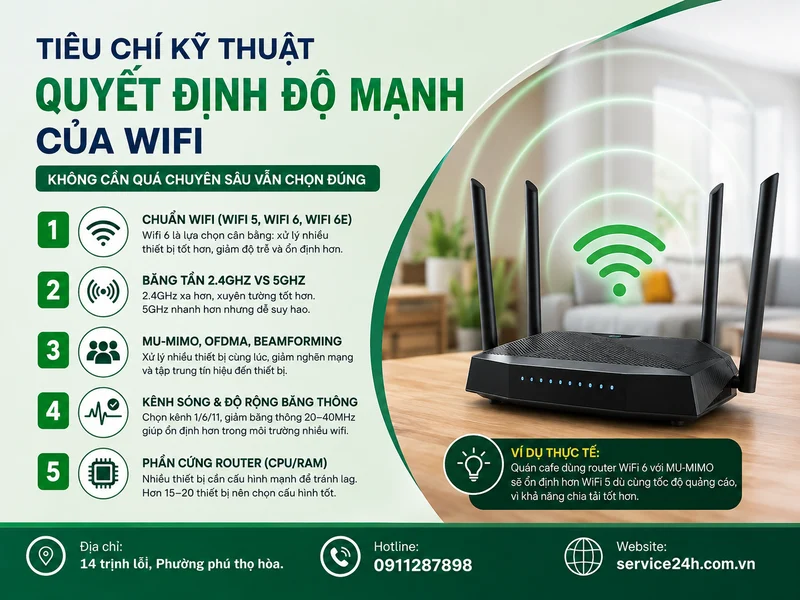 Tiêu chí kỹ thuật quyết định độ mạnh của wifi (không cần quá chuyên sâu vẫn chọn đúng)