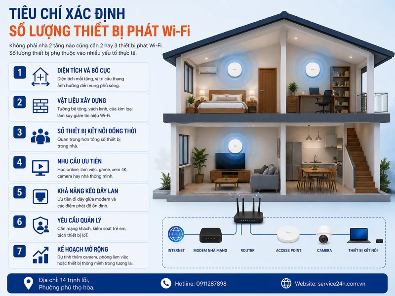 Tiêu chí xác định số lượng thiết bị phát Wi-Fi