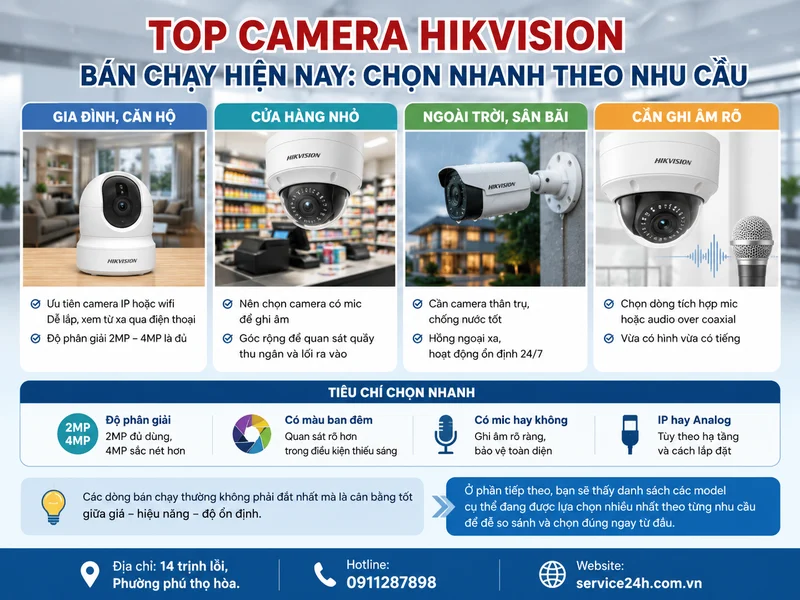 Top camera Hikvision bán chạy hiện nay: chọn nhanh theo nhu cầu
