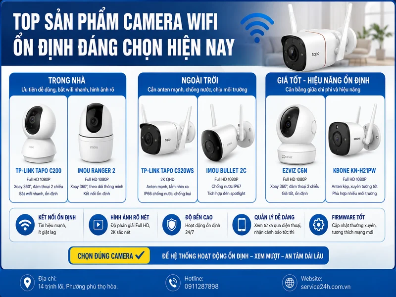 Top sản phẩm camera wifi ổn định đáng chọn hiện nay