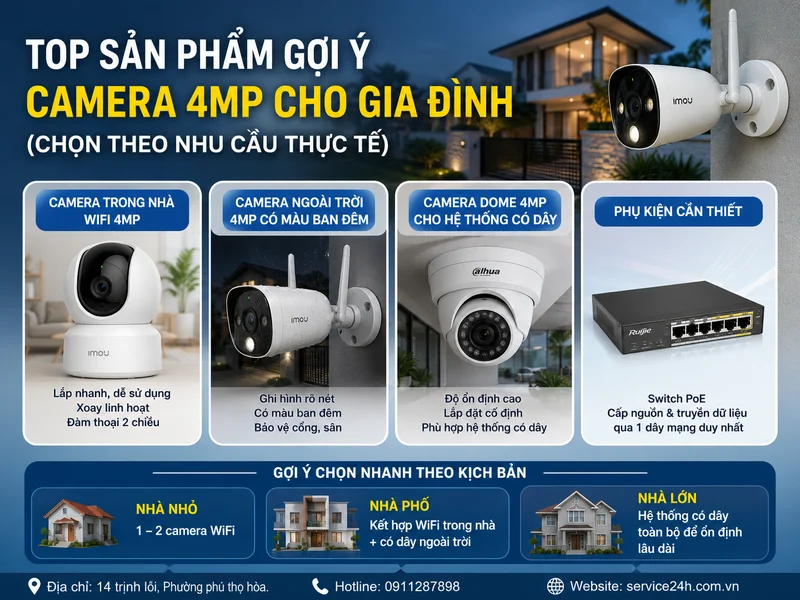 Top sản phẩm gợi ý camera 4MP cho gia đình (chọn theo nhu cầu thực tế)