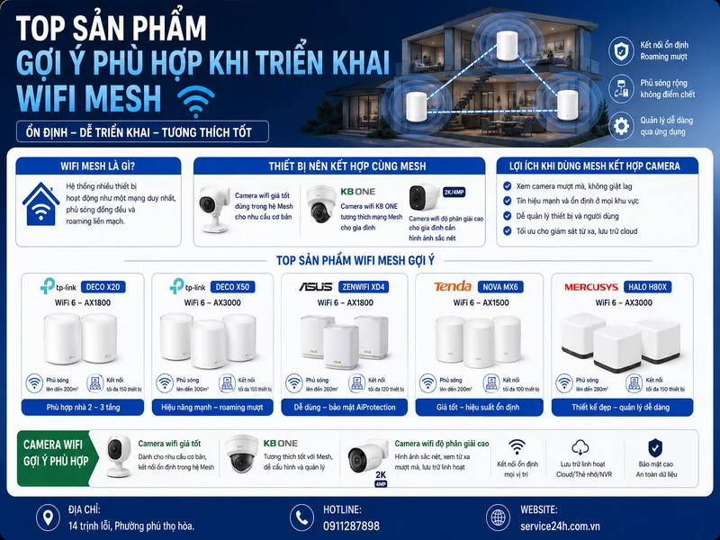 Top sản phẩm gợi ý phù hợp khi triển khai wifi Mesh