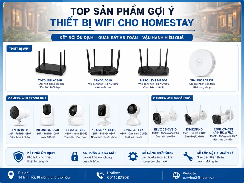 Top sản phẩm gợi ý thiết bị wifi cho homestay