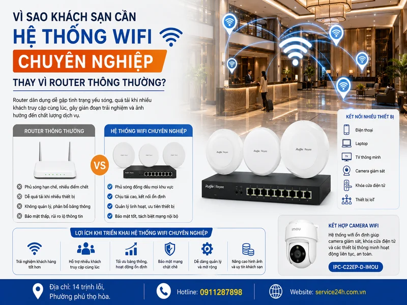 Vì sao khách sạn cần hệ thống wifi chuyên nghiệp thay vì router thông thường?