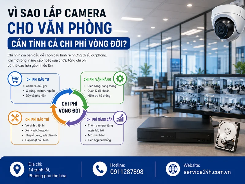 Vì sao lắp camera cho văn phòng cần tính cả chi phí vòng đời?