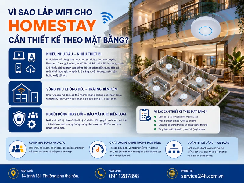 Vì sao lắp wifi cho homestay cần thiết kế theo mặt bằng?