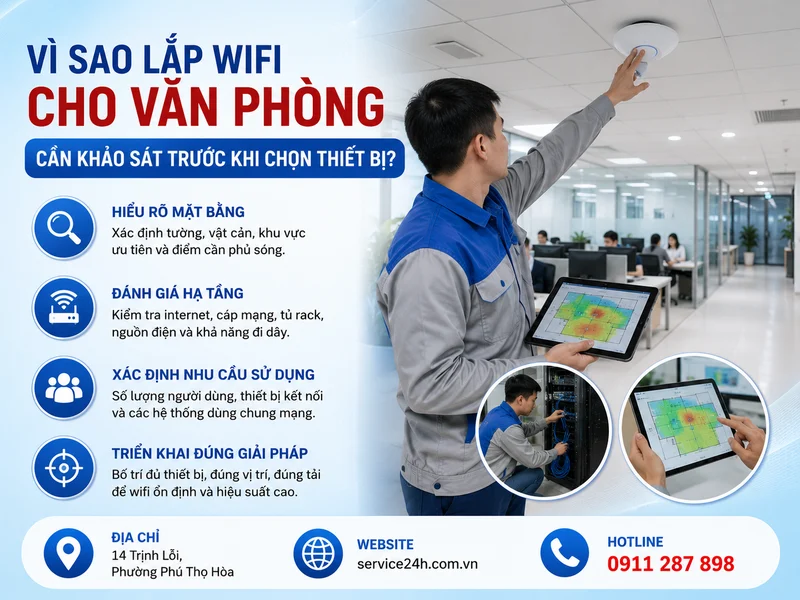 Vì sao lắp wifi cho văn phòng cần khảo sát trước khi chọn thiết bị?