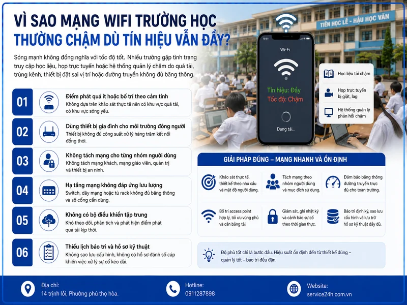 Vì sao mạng wifi trường học thường chậm dù tín hiệu vẫn đầy?