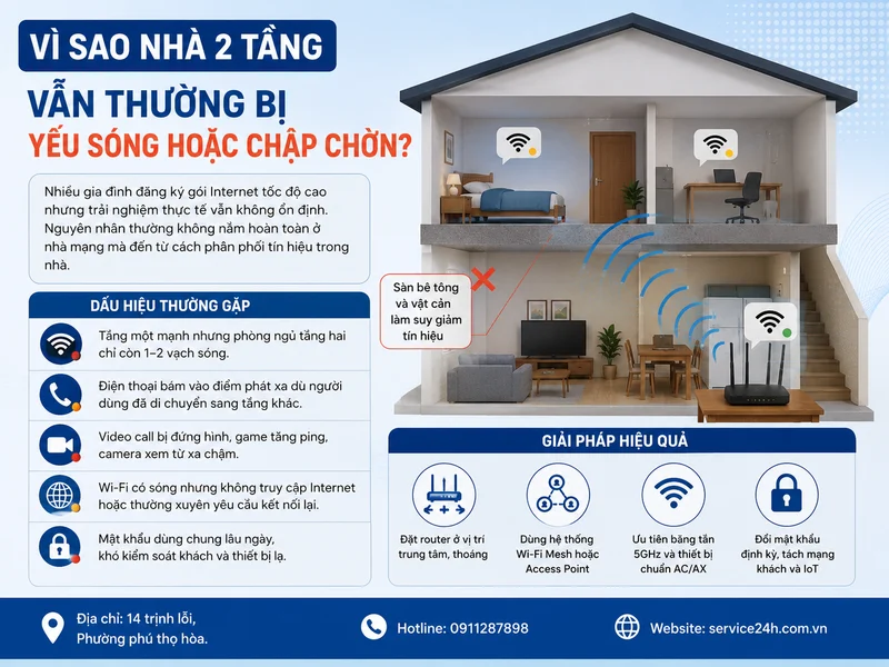 Vì sao nhà 2 tầng vẫn thường bị yếu sóng hoặc chập chờn?