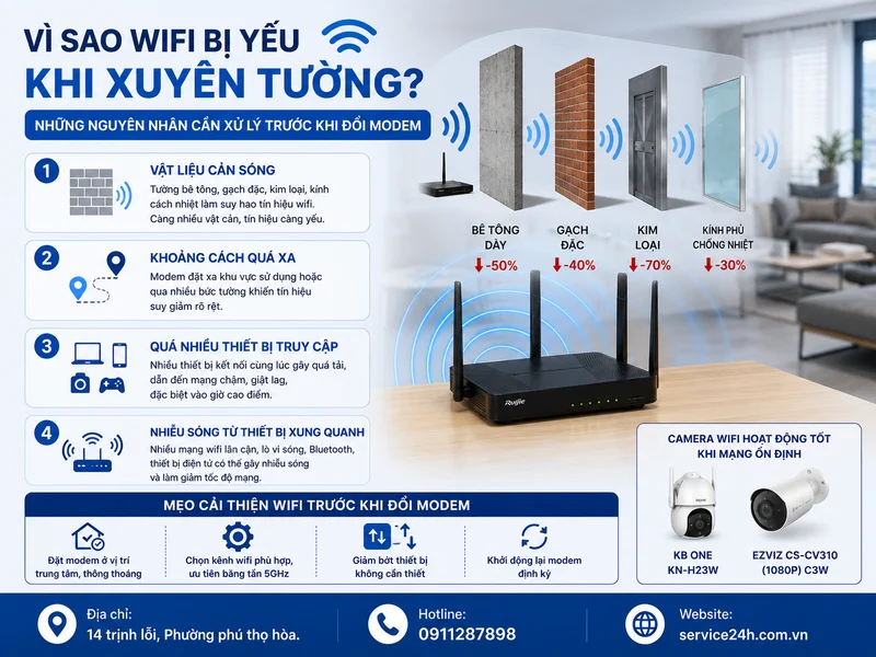 Vì sao wifi bị yếu khi xuyên tường? Những nguyên nhân cần xử lý trước khi đổi modem
