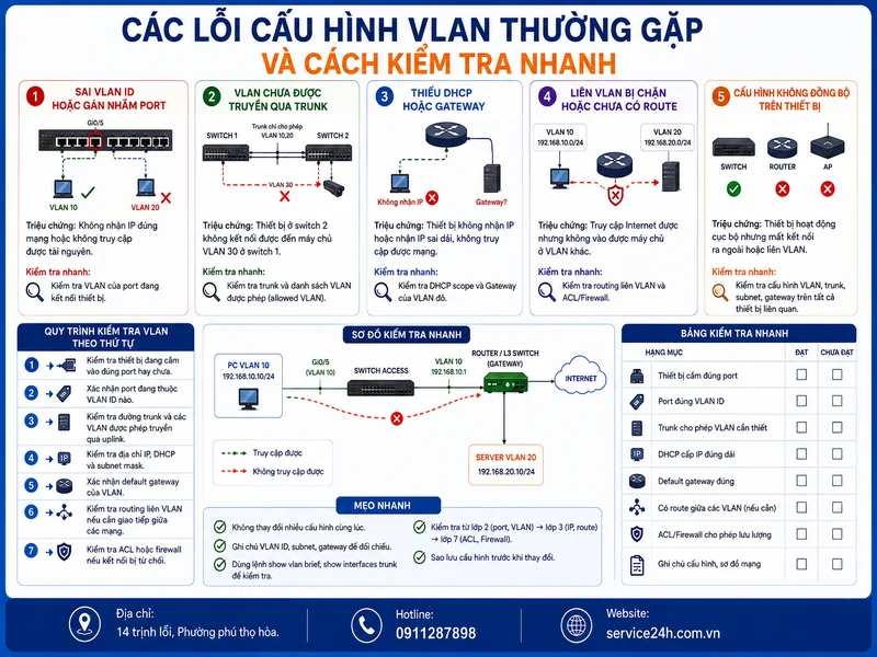 Các lỗi cấu hình VLAN thường gặp và cách kiểm tra nhanh
