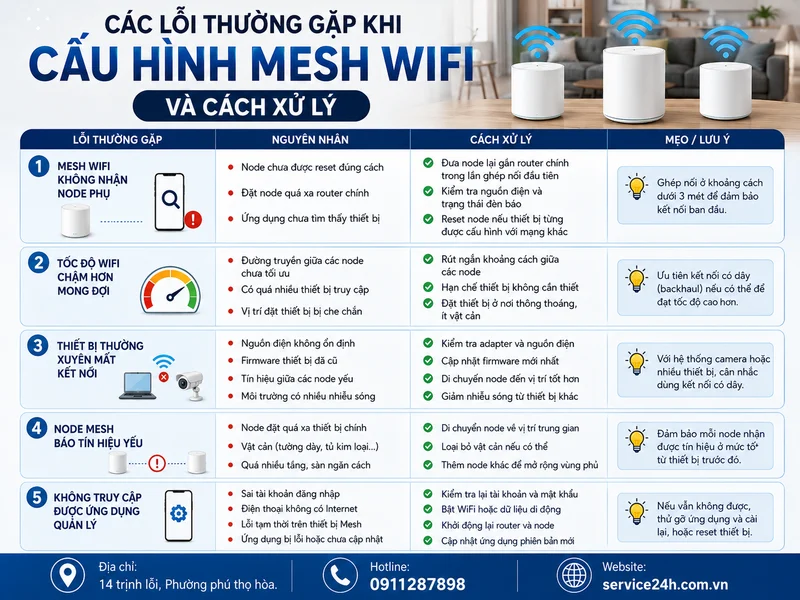 Các lỗi thường gặp khi cấu hình Mesh Wifi và cách xử lý