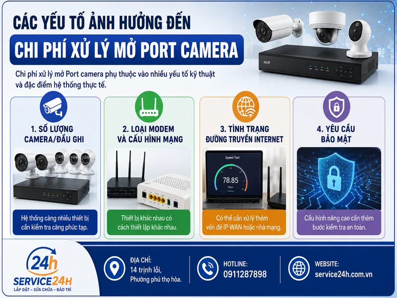 Các yếu tố ảnh hưởng đến chi phí xử lý mở Port camera