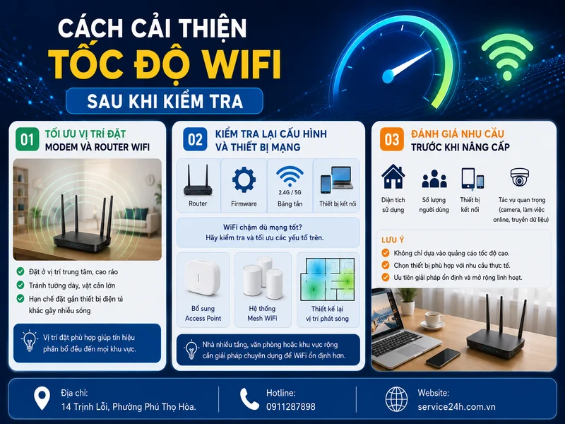 Cách cải thiện tốc độ wifi sau khi kiểm tra