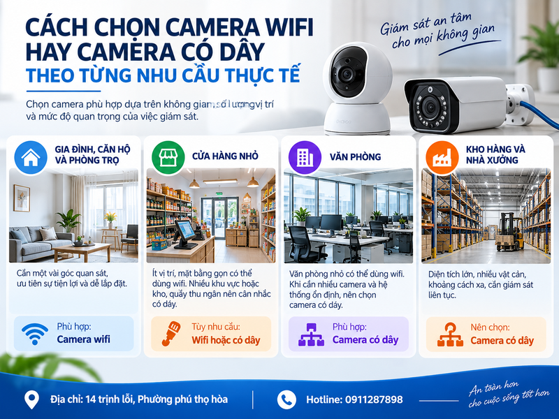 Cách chọn camera wifi hay camera có dây theo từng nhu cầu thực tế